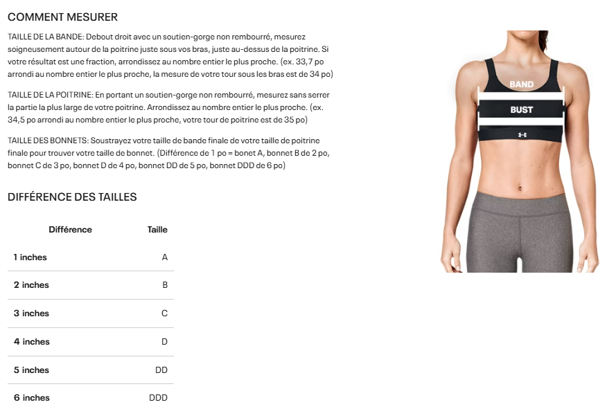 Guide des tailles desktop - Under Armour Top De Sport Vanish Seamless Low