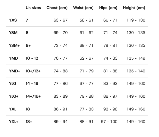 Guide des tailles desktop - Under Armour Coton Ouaté Rival Fleece (7 à 18 ans)
