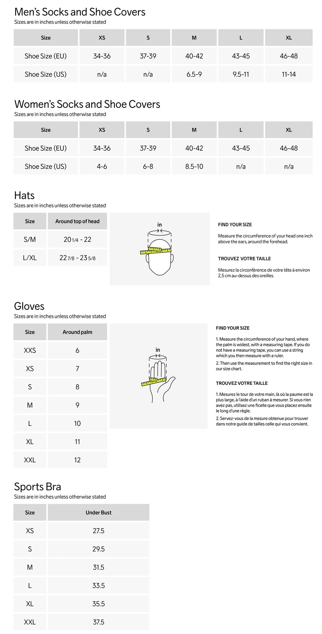 Guide des tailles desktop - Craft Legging Adv Pursuit