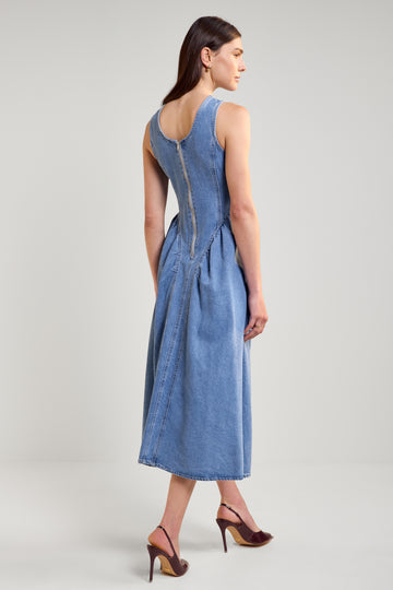 Womance Robe en Denim à effet Corset 7053