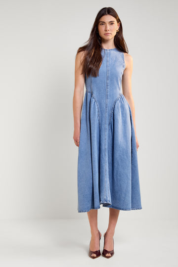 Womance Robe en Denim à effet Corset 7053