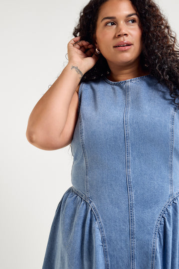 Womance Robe en Denim à effet Corset 7053