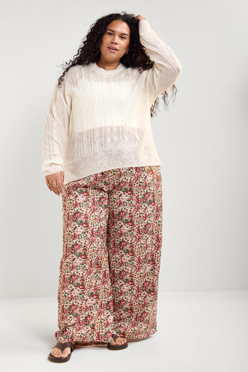 Womance Chandail en tricot à câbles diaphane  8170