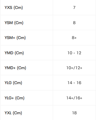 Guide des tailles desktop - Under Armour Veste Rival Woven (7 à 16ans)