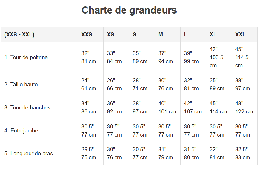 Guide des tailles desktop - Indyeva Pantalon Lastik II