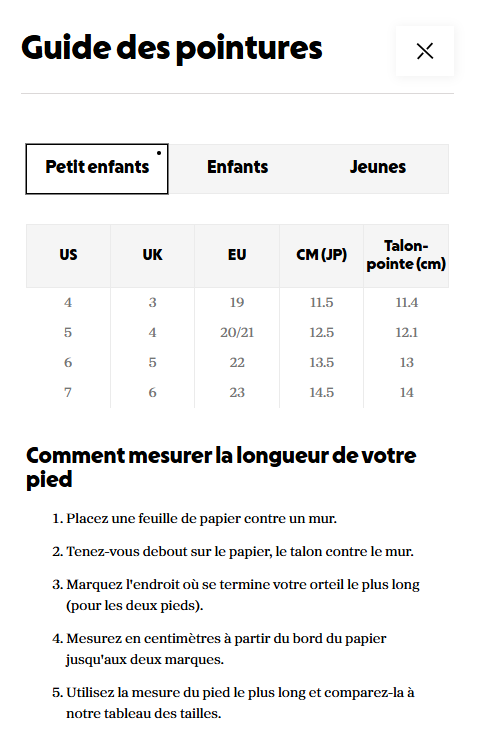 Guide des tailles desktop - Keen Sandales Seacamp 11 CNX (4 à 7)