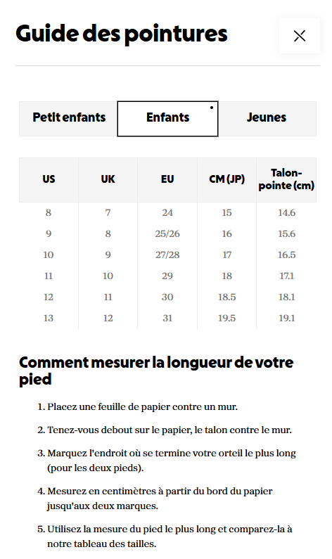 Guide des tailles desktop - Keen Sandales Seacamp 11 CNX (8 à 13)