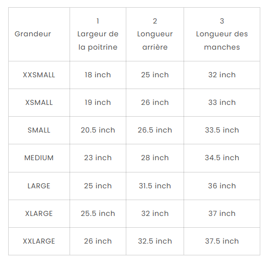 Guide des tailles desktop - Petit Montagnard Chandail Happy
