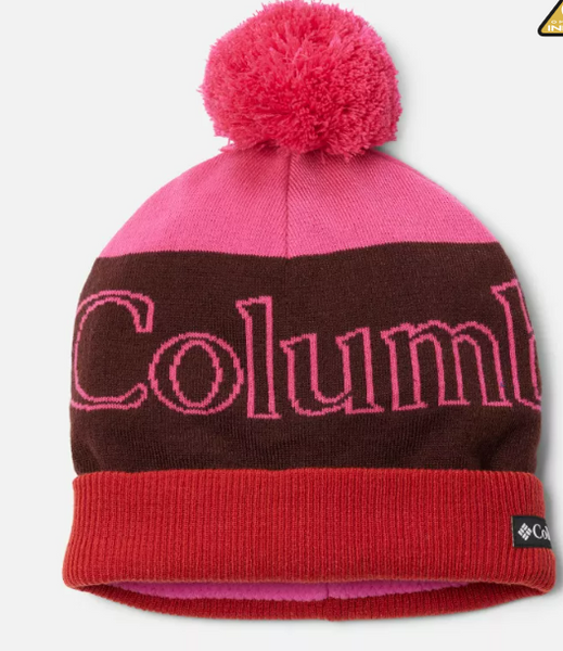 Bonnet Columbia Rouge Polaire Doublé - Rabats Oreilles Et Gland - Adulte