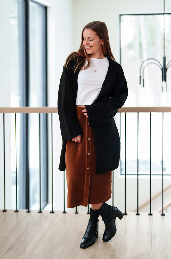 Louve Jupe Midi Corduroy