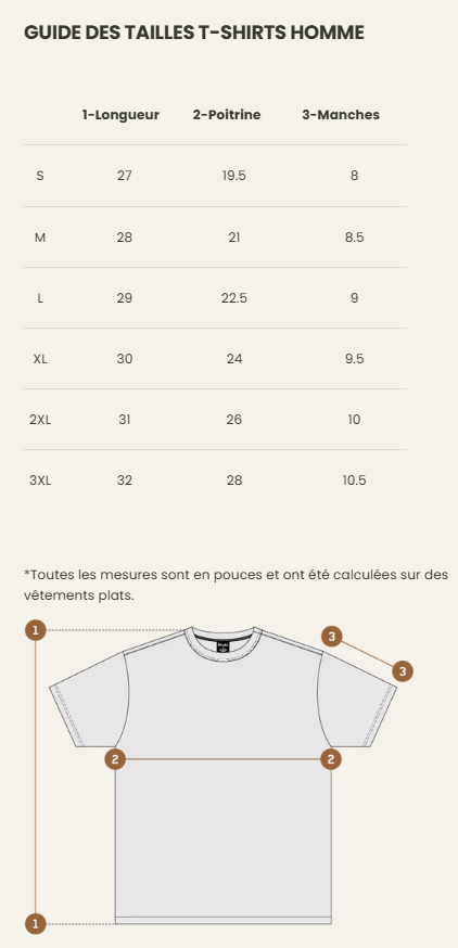 Guide des tailles desktop - Hooké T-Shirt Winter Rockies