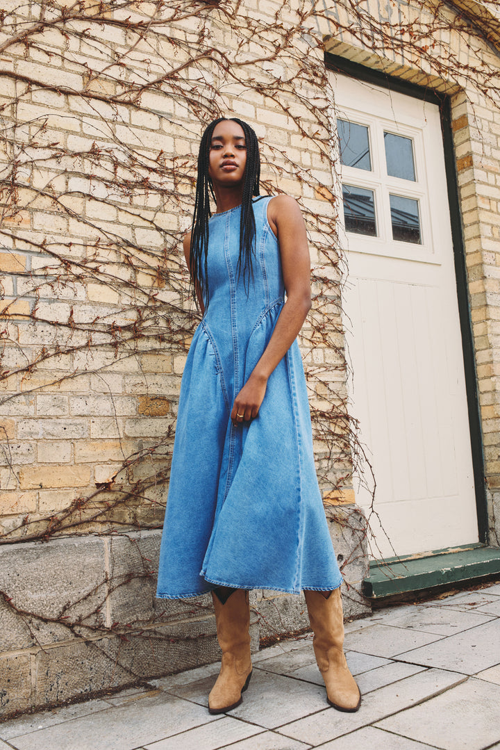 Womance Robe en Denim à effet Corset 7053
