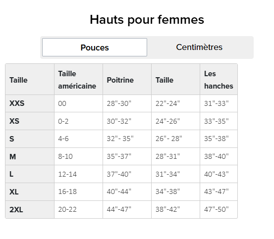 Guide des tailles desktop - New Balance Top De Sport AC Train